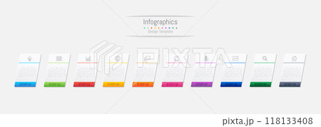 Infographic 10 options design elements for your business data. Vector Illustration. 118133408