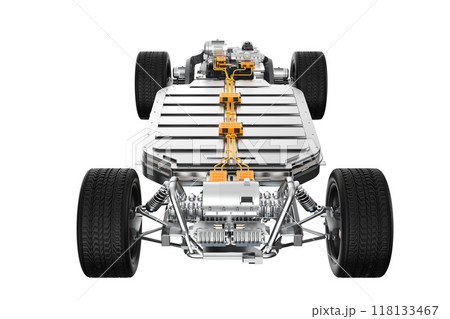 Ev car or electric vehicle with battery pouch cells isolated 118133467