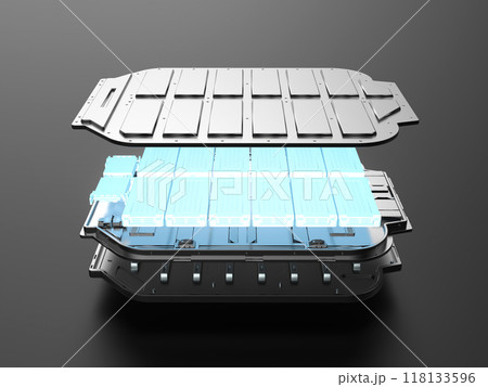 Cutaway ev battery module with glow 118133596
