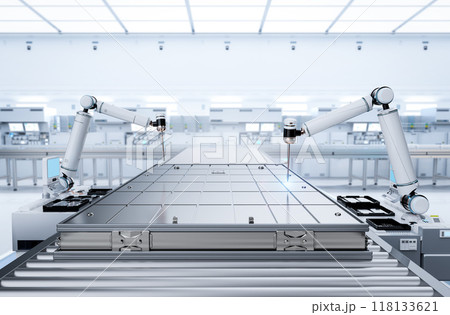 Rechargeable li-ion battery produced by robotic arm Rechargeable li-ion battery produced by robotic arm 118133621