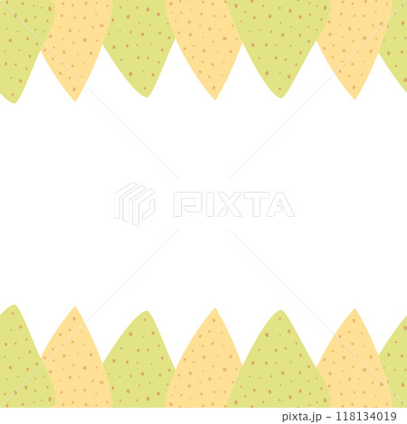 Corn and Spinach nachos in trendy soft yellow and green Top and bottom frame border Cards Template 118134019