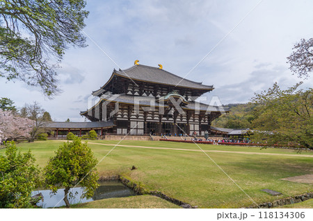 日本の奈良県の東大寺の大仏殿の風景 118134306