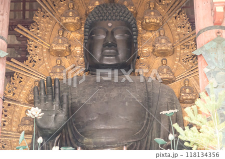 日本の奈良県の東大寺の大仏殿の大仏 日本の奈良県の東大寺の大仏殿の大仏 118134356