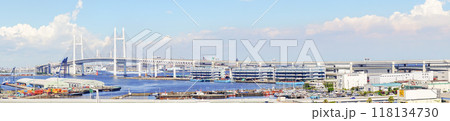 【神奈川県】晴天の横浜ベイエリア（パノラマ撮影） 118134730
