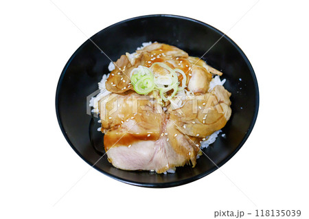 Top view of Grilled Pork Rice Bowl, focus selective Top view of Grilled Pork Rice Bowl, focus selective 118135039