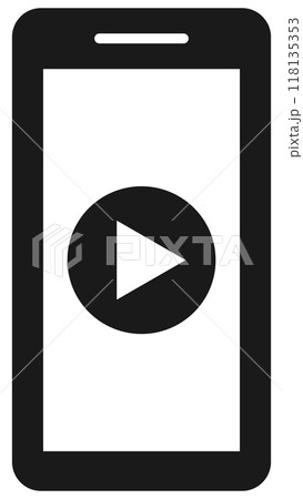 スマホの動画再生マーク 黒 スマホの動画再生マーク 黒 118135353