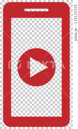 Red video playback mark on smartphone Red video playback mark on smartphone 118135355