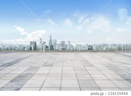 Open space or  roof top balcony with cityscape background 118135458
