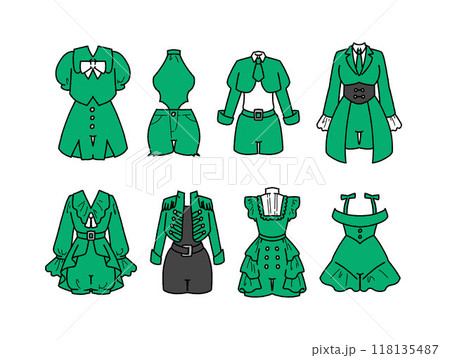 緑のアイドル衣装のイラストセット 118135487