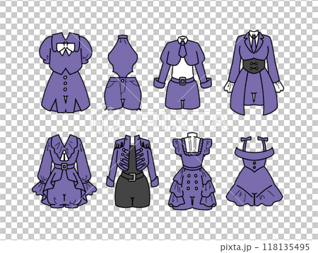 Purple idol costume illustration set 118135495