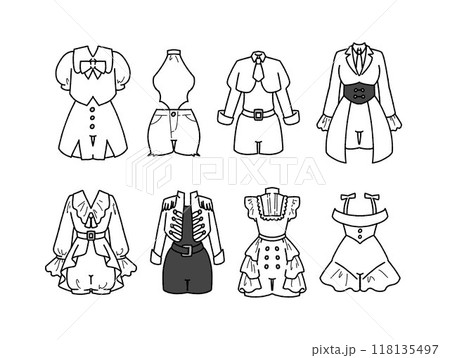 白のアイドル衣装のイラストセット 118135497