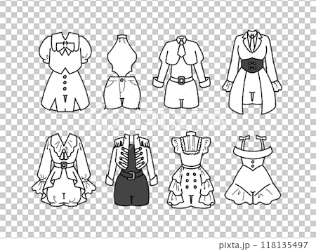 白のアイドル衣装のイラストセット 118135497