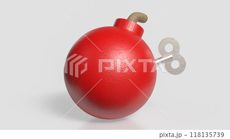The Red Bomb on white background for crisis or war concept 3d rendering. 118135739