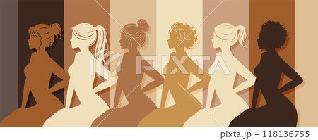 Elegant Silhouette Profiles of Women 118136755