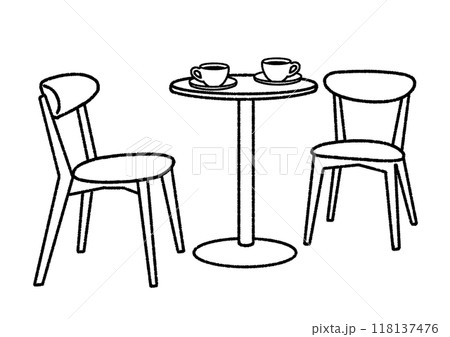 カフェのテーブルとイス 118137476