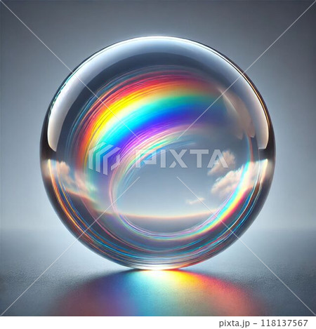虹が反射したガラス玉 虹が反射したガラス玉 118137567