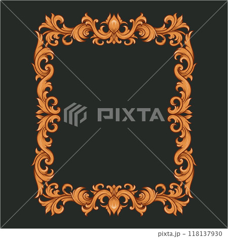 elegant gold frame vintage engraved with a floral design 118137930