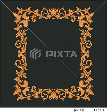 elegant gold frame vintage engraved with a floral design 118137931