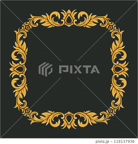 beautiful frame with a gold border engraved vintage ornamental 118137936