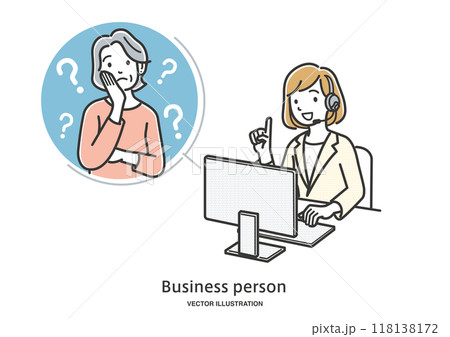 オンラインでアドバイザーに相談するシニアの女性 118138172