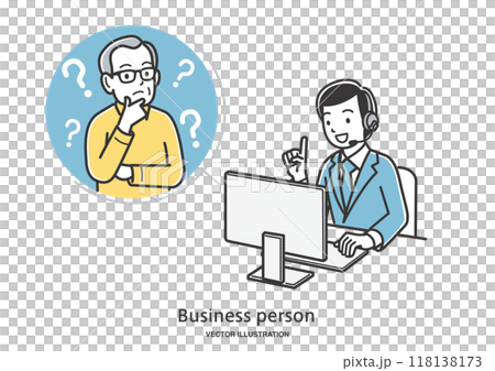 オンラインでアドバイザーに相談するシニアの男性 118138173