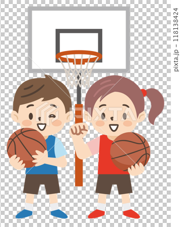 Illustration of kids playing basketball Illustration of kids playing basketball 118138424