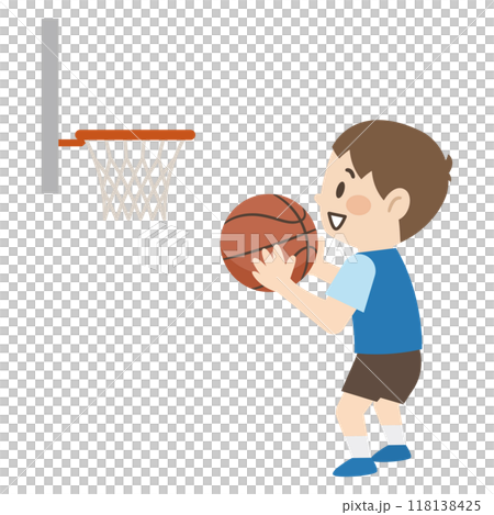 Illustration of a boy making a free throw - Basketball 118138425