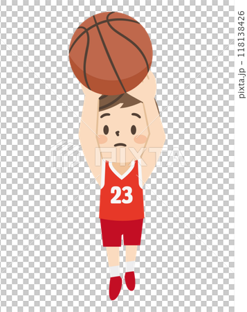 フリースローをする男の子のイラスト　バスケットボール 118138426