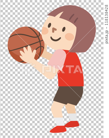 Illustration of a girl making a free throw - Basketball Illustration of a girl making a free throw - Basketball 118138428