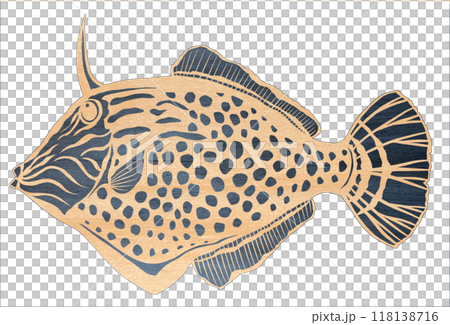 可愛的圓點圖案紅魚的剪紙插圖 118138716