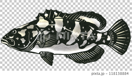 A paper cut-out illustration of the super-prestigious fish, grouper A paper cut-out illustration of the super-prestigious fish, grouper 118138884