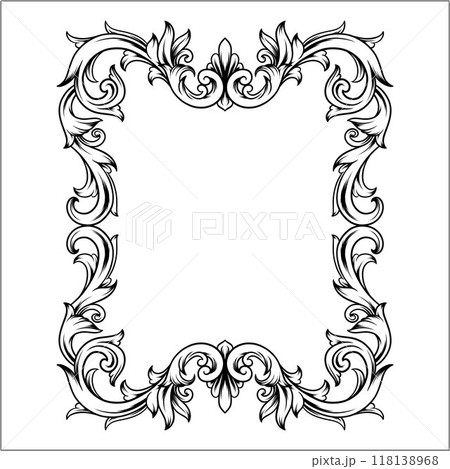 luxury black and white frame with a engraved floral design vintage 118138968