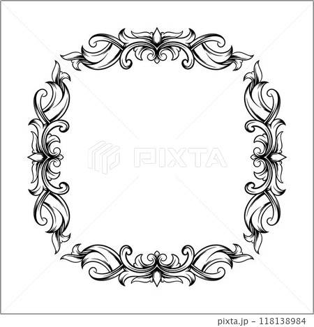 vintage engraved ornament frame with a flowery design vintage engraved ornament frame with a flowery design 118138984