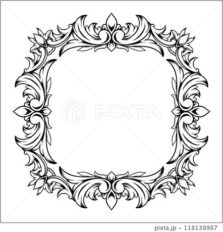 vintage engraved ornament frame with a flowery design vintage engraved ornament frame with a flowery design 118138987