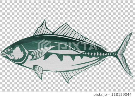 條紋竹莢魚的剪紙插圖，作為生魚片吃很美味 118139044