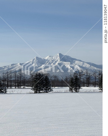 北海道知床、網走監獄博物館から見える美しい雪山の風景です。 118139047