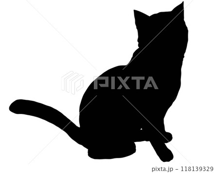 猫のシルエット 見上げるのイラスト素材 [118139329] - PIXTA