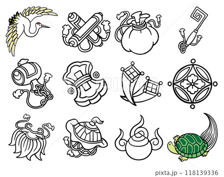 宝づくしと鶴と亀_01 宝づくしと鶴と亀_01 118139336