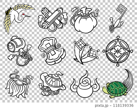 宝づくしと鶴と亀_01 宝づくしと鶴と亀_01 118139336