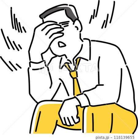 頭を抱えて悩む男性社員 118139655