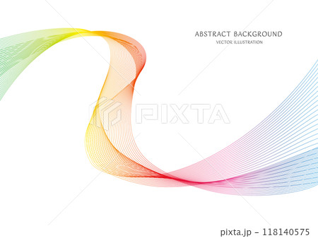 虹色グラデーションの抽象的な曲線の背景のベクター素材 118140575