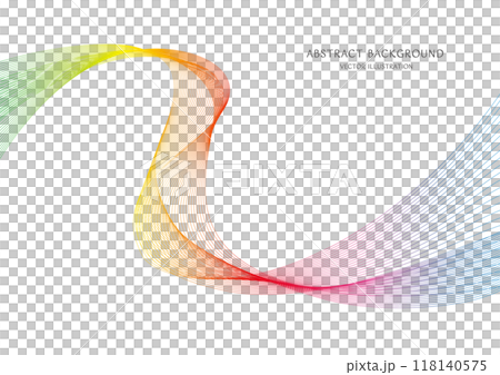 虹色グラデーションの抽象的な曲線の背景のベクター素材 118140575