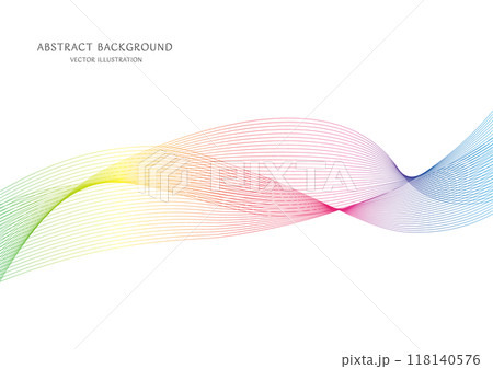 虹色グラデーションの抽象的な曲線の背景のベクター素材 118140576