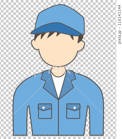 穿著工作服、戴著帽子的不露面男工人的插圖 118141144