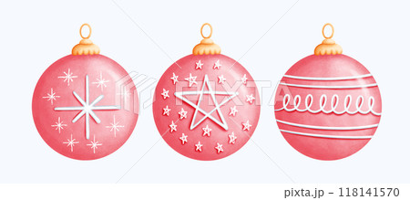 Handcrafted Watercolor red Ornaments Perfect for Holiday Season Designs 118141570