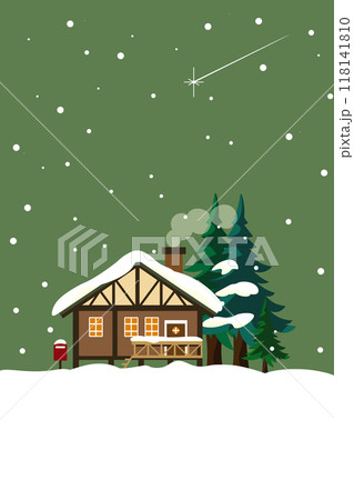 雪の降る冬の家のイラスト 118141810