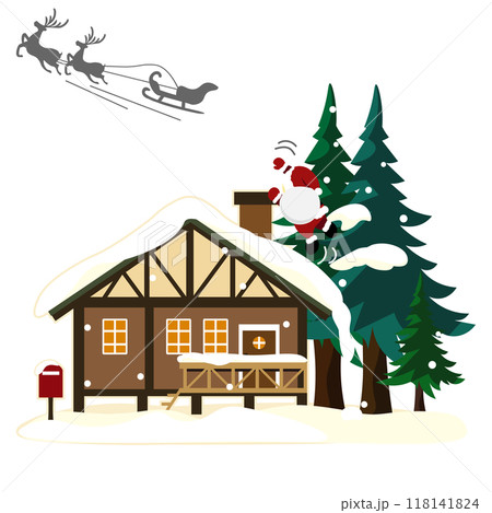 トナカイに置いて行かれるサンタのイラスト 118141824