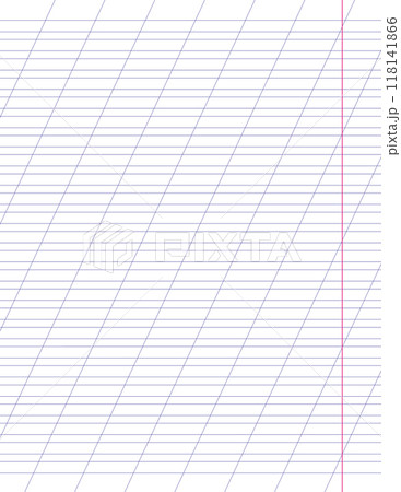 Graph paper. Printable lined grid paper with color horisontal, diagonal lines. Geometric pattern for school, oblique notebook. Realistic lined paper blank size Letter. Exercise page for calligraphy 118141866