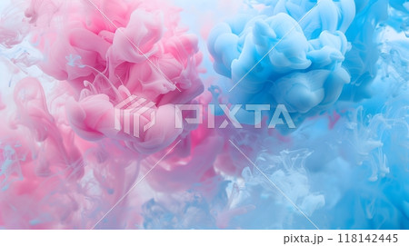 Abstract Pink and Blue Ink Swirls in Water Creating a Dreamy Effect_3 118142445