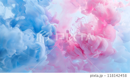 Abstract Pink and Blue Ink Swirls in Water Creating a Dreamy Effect_16 118142458